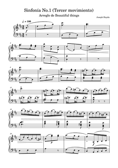 Sinfonía No.1(Tercer Movimiento)-Joseph Haydn (arr. Beautiful things)