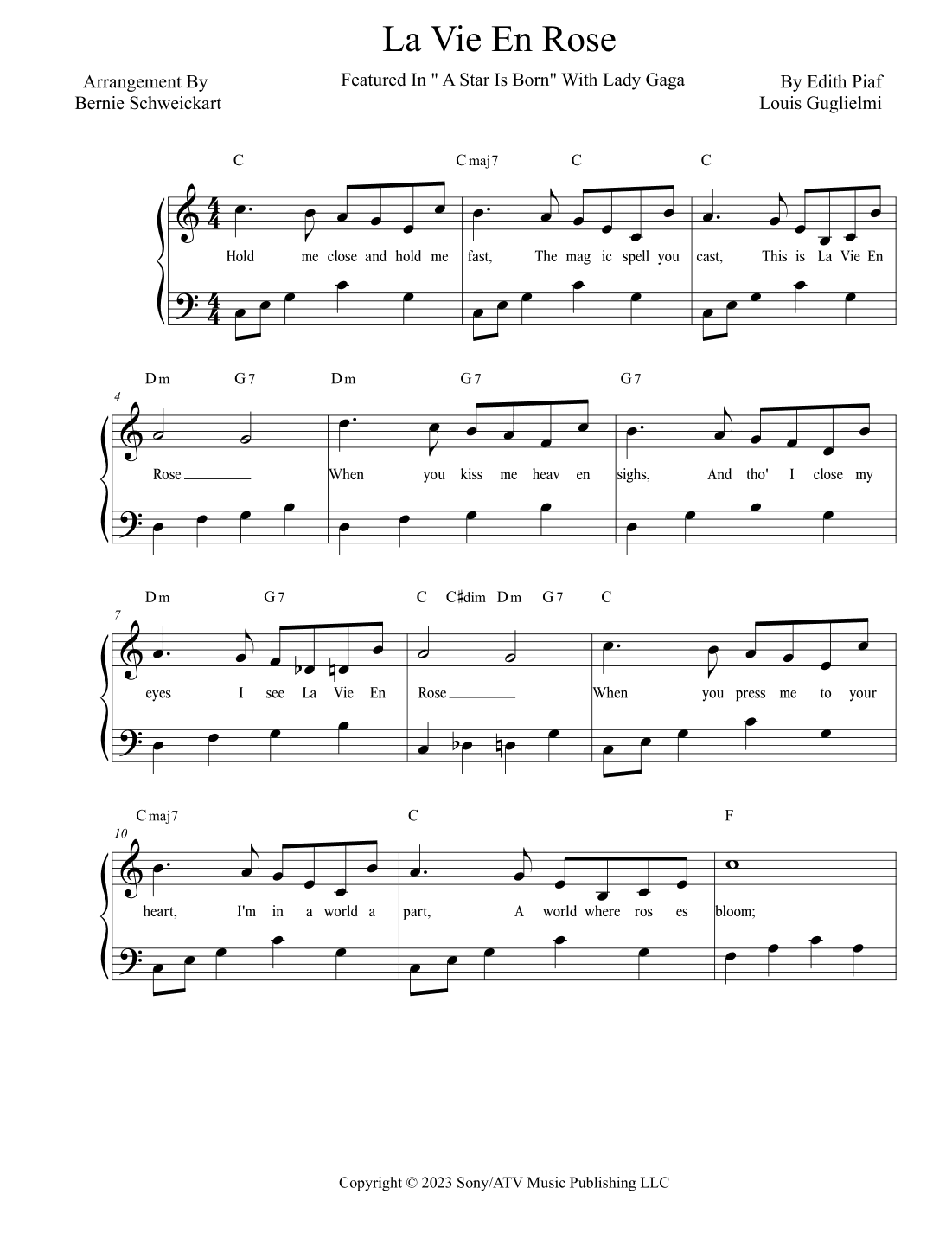La Vie En Rose (arr. Bernie Schweickart)