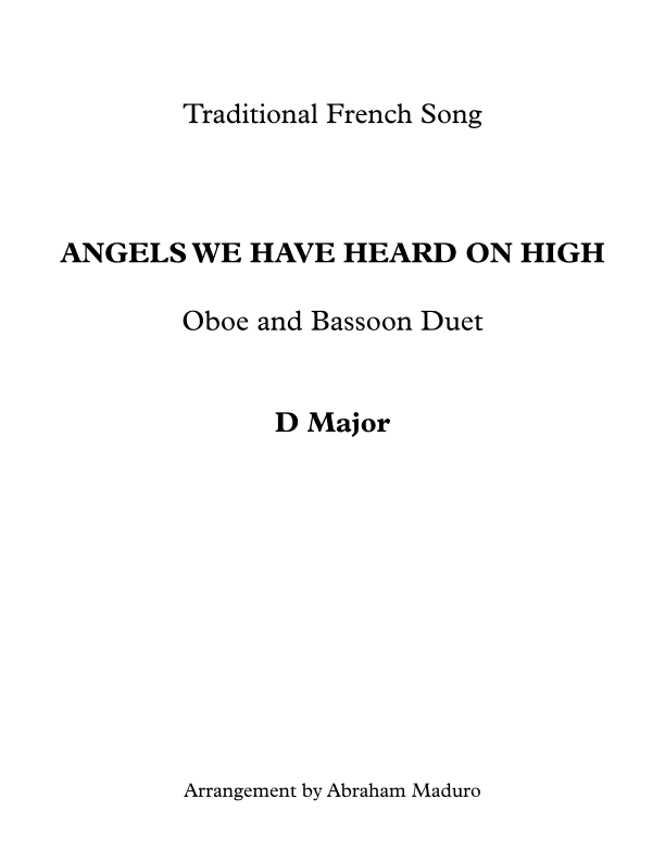 Angels We Have Heard On High Oboe and Bassoon Duet (arr. Abraham Maduro)