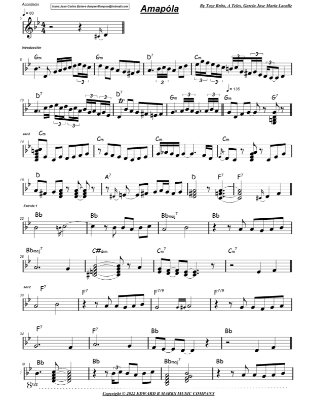 Amapola      (portuguese Version) (arr. juan carlos esteve / Gran Coda)