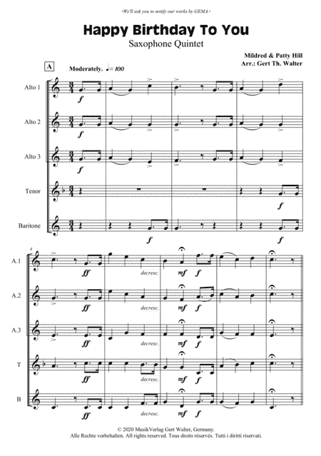 Happy Birthday To You (arr. Gert Th. Walter)