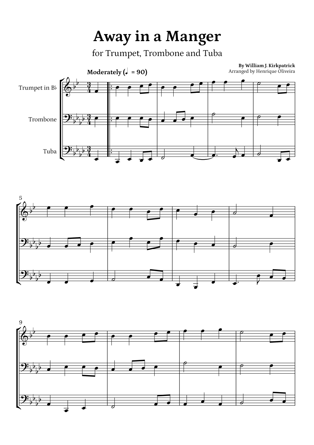 Away in a Manger (Brass Trio) (arr. Henrique Oliveira)