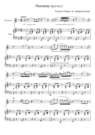 Chopin : Nocturne Op.9-2 (for Eb Clarinet and Piano) (arr. Shimpei Kojima)