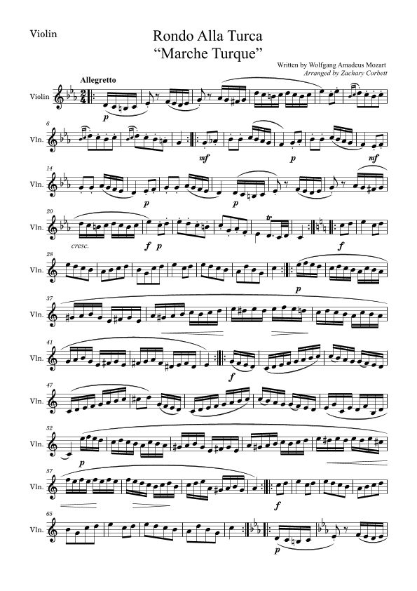Rondo Alla Turca (Turkish March) (arr. Zachary Corbett)