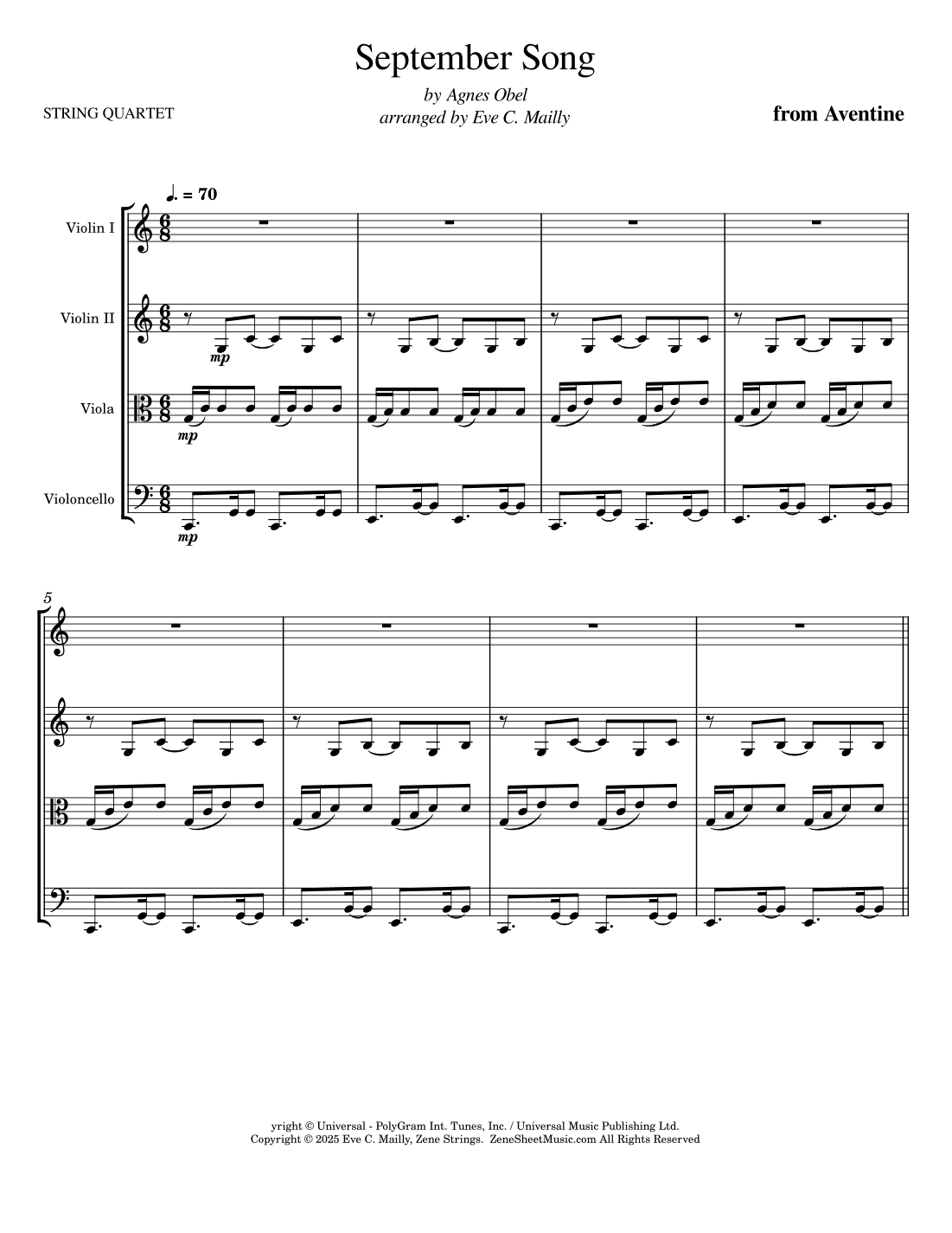 September Song (arr. Eve C. Mailly - Zene Strings)