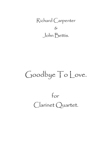 Goodbye To Love (arr. Spence Bundy)
