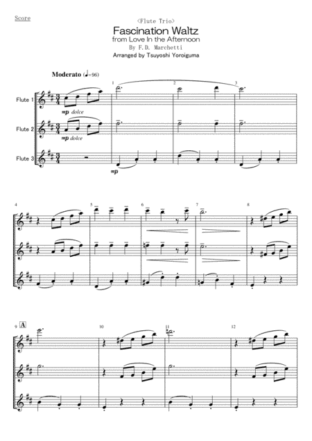 Fascination Waltz from Love In the Afternoon (arr. Tsuyoshi Yoroiguma)