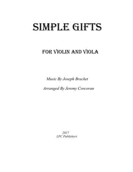 Simple Gifts for Violin and Viola (arr. Jeremy Corcoran)