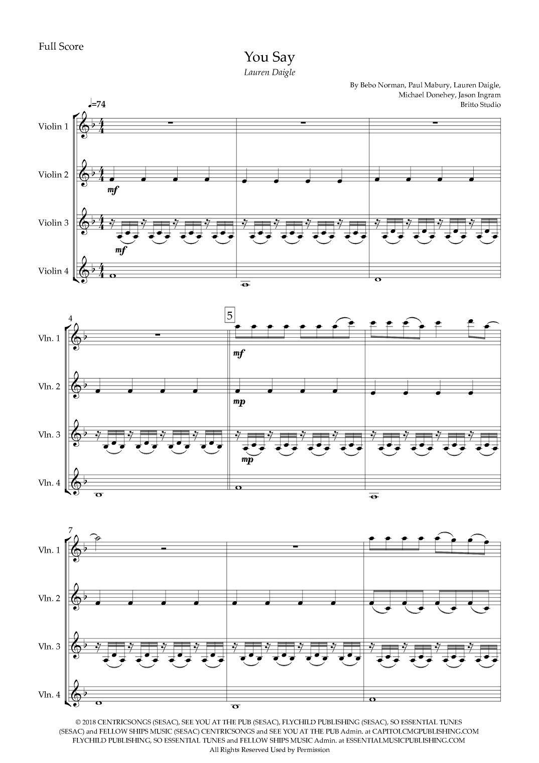 You Say (arr. Fabio Britto)