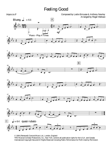 Feeling Good (arr. Roger Wallace)