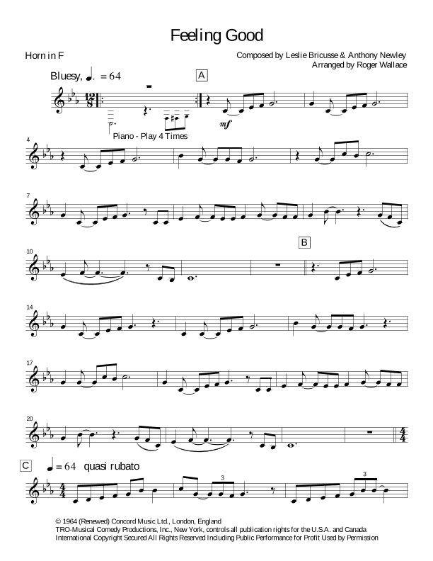 Feeling Good (arr. Roger Wallace)