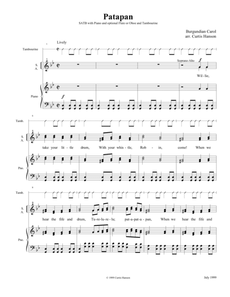 Patapan (SATB) (arr. Curtis Hanson)