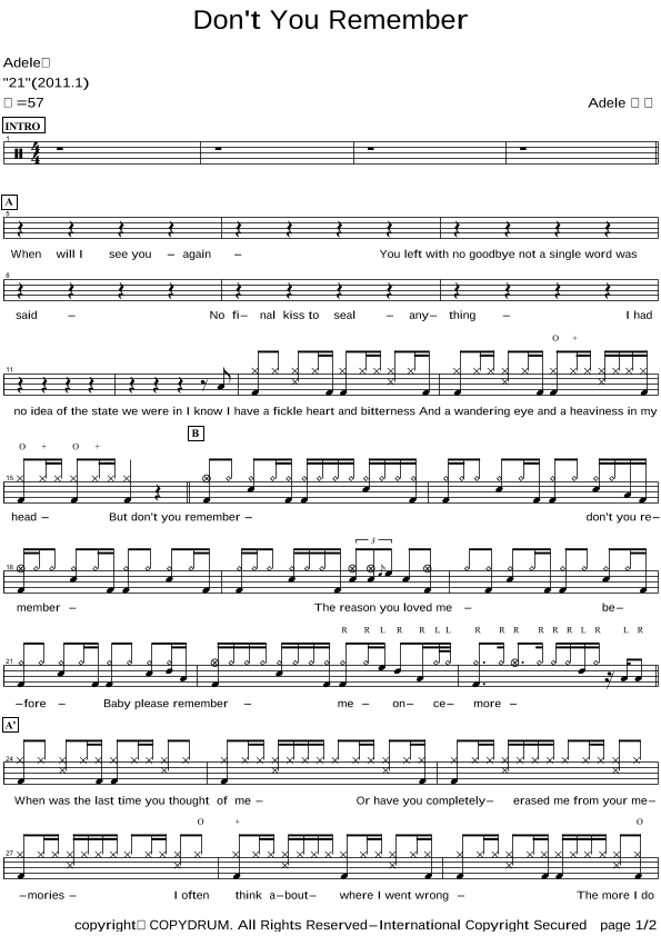 Don't You Remember (arr. COPYDRUM)