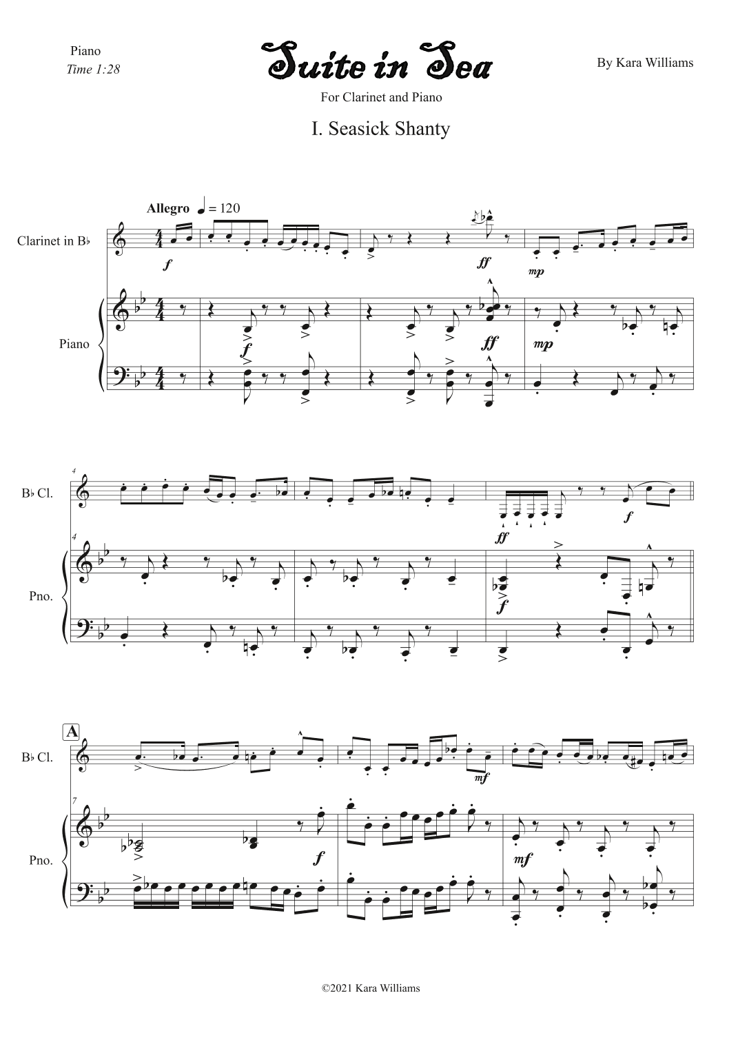 Suite in Sea for Clarinet and Piano