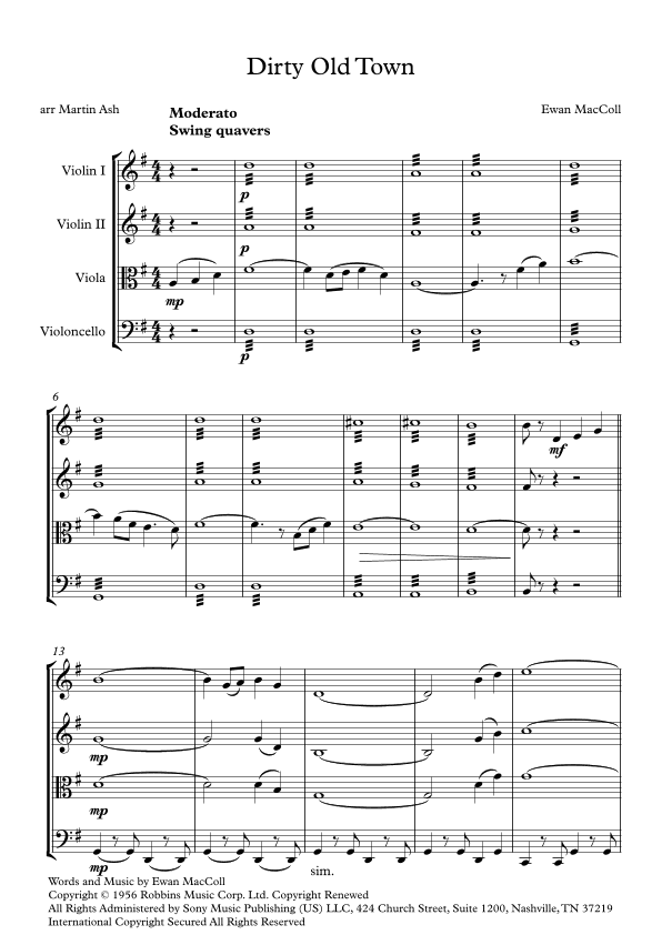 Dirty Old Town (arr. Martin Ash)
