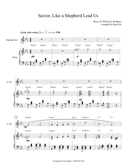 SAVIOR, LIKE A SHEPHERD LEAD US (Hymn Arrangement for Piano and Sop. Saxophone) (arr. Rumi Oh)
