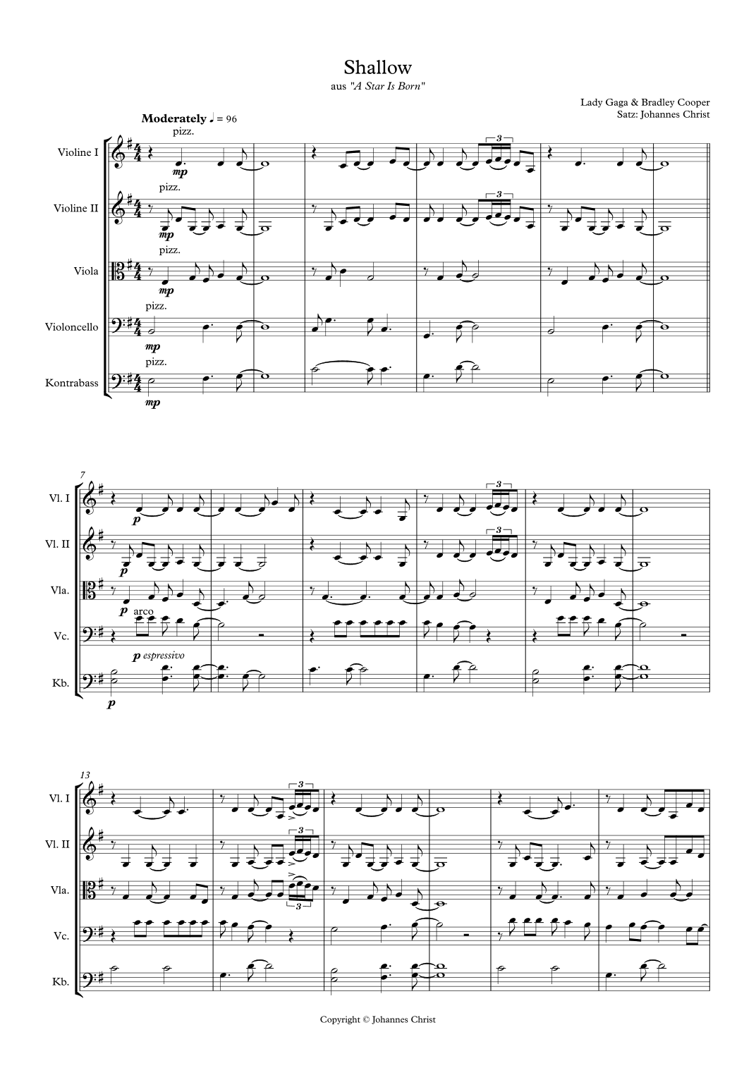 Shallow (arr. Johannes Christ)