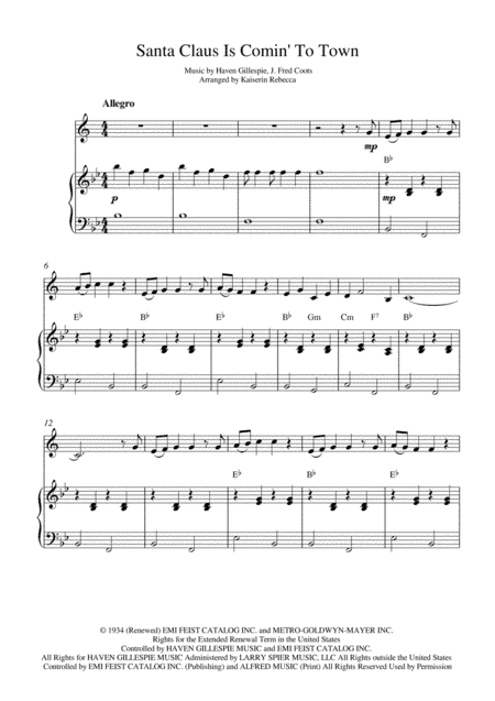 Santa Claus Is Comin' To Town (arr. Kaiserin Rebecca)