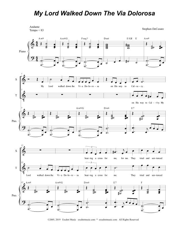 My Lord Walked Down The Via Dolorosa (2-part choir - (Soprano and Tenor)