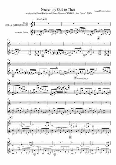 Nearer my God to Thee (guitar & violin) - EARLY/INTERMEDIATE (arr. David Kocijan & Davor Simunic)