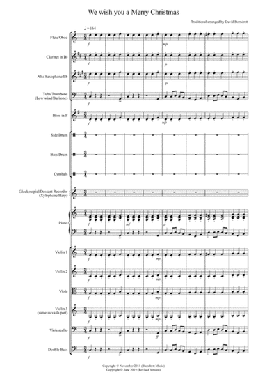 We Wish you a Merry Christmas for Flexible School Ensemble/Orchestra (arr. David Burndrett)