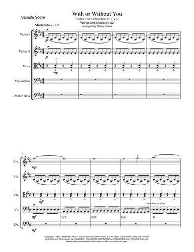 With Or Without You (arr. Sherry Lewis)