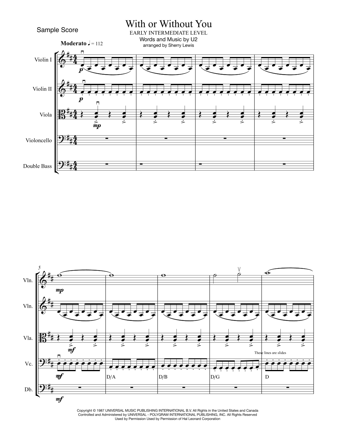 With Or Without You (arr. Sherry Lewis)