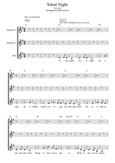 Silent Night SSA (arr. Matt Lammin)