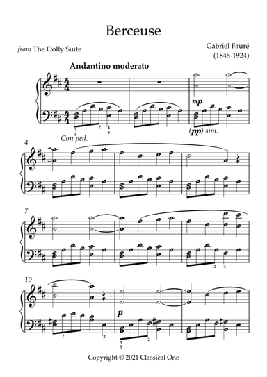 Faure - Berceuse (from The Dolly Suite)(With Note name) (arr. MPS)