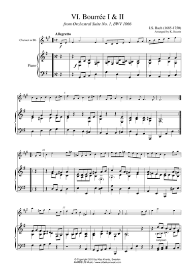 Bourree 1 & 2 from Suite No 1, BWV 1066 for clarinet in Bb and piano (arr. K. Krantz)
