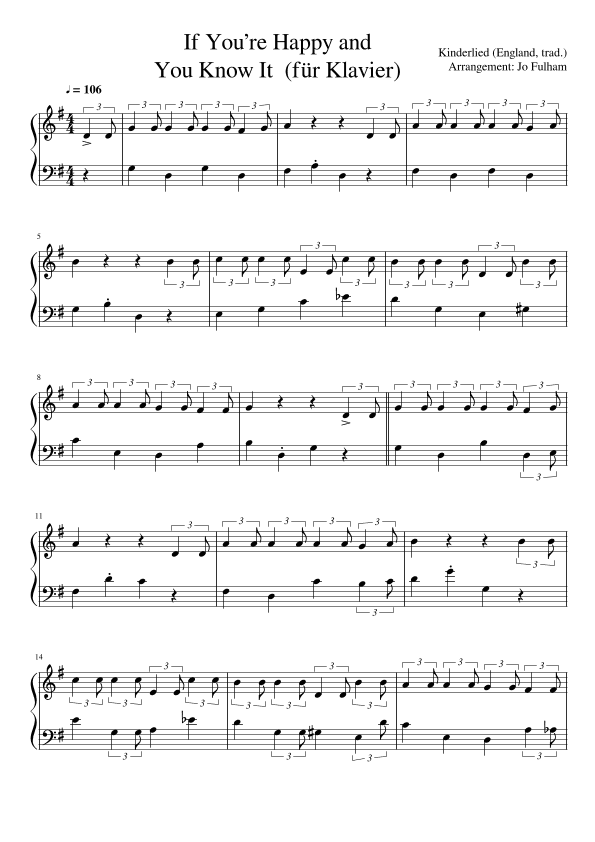 If You’re Happy and You Know It (für Klavier) (arr. Jo Fulham)