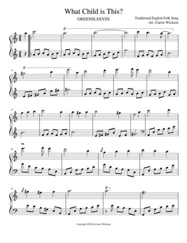 What Child is This Intermediate Piano (arr. Carrie Wickens)