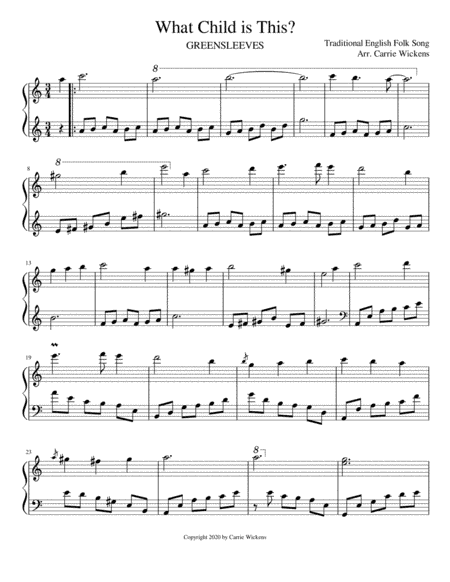 What Child is This Intermediate Piano (arr. Carrie Wickens)