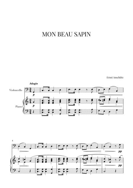 Mon Beau Sapin for Cello and Piano (arr. Cadenza Editions)