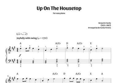 Up On The Housetop (easy piano in A major – with chords) (arr. Bernardo Pereira)