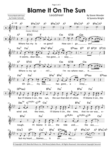 Blame It On The Sun (arr. Frieder Schmidt)