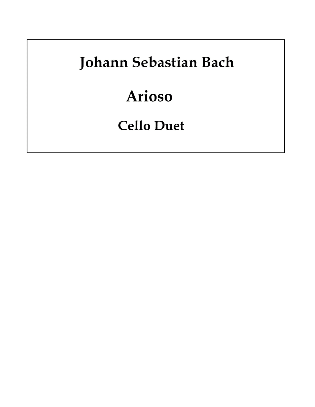 Arioso BWV 156 (arr. James Allen Shimanek)