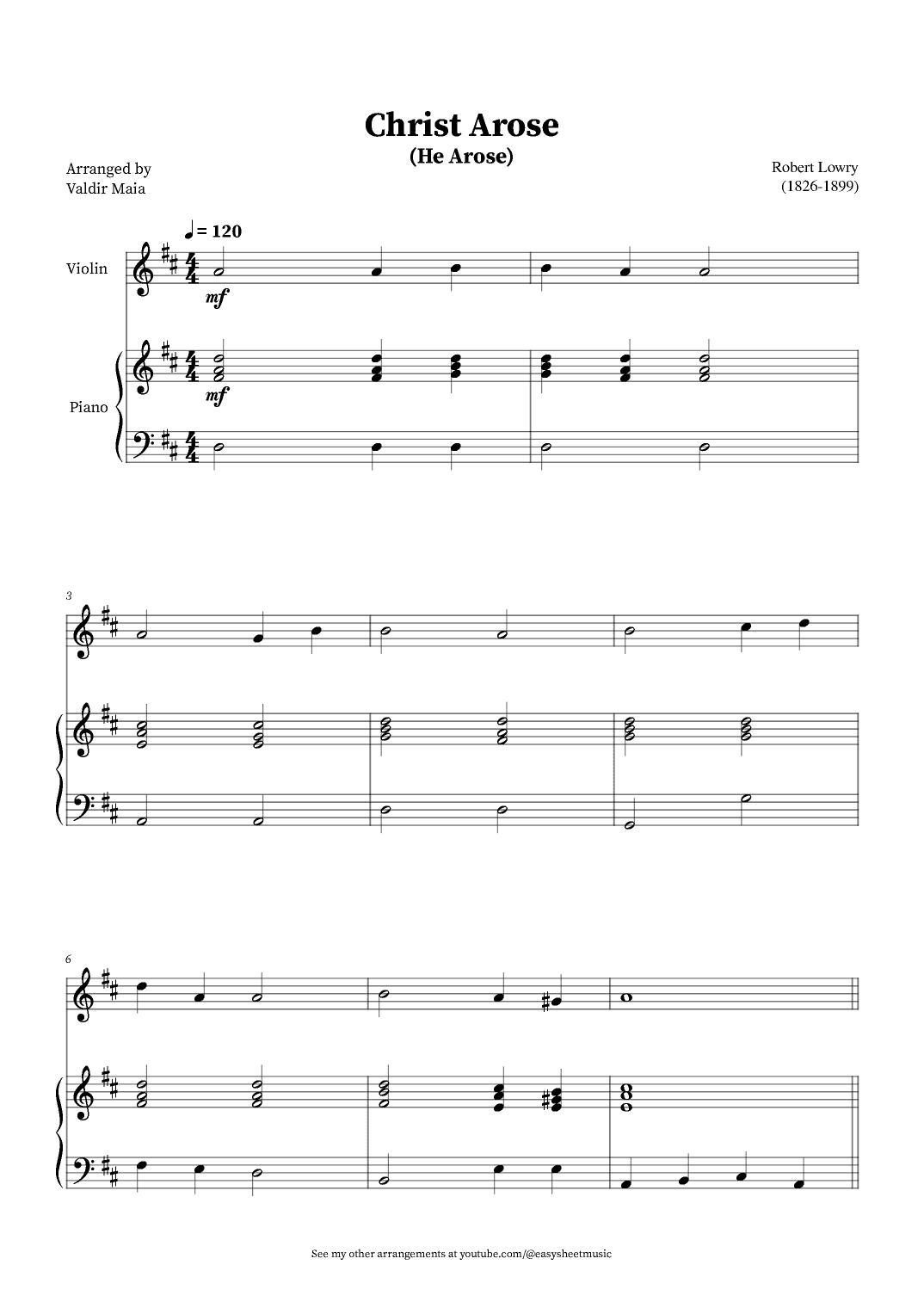Christ Arose (He Arose) -  Violin and Piano (arr. Valdir Maia)