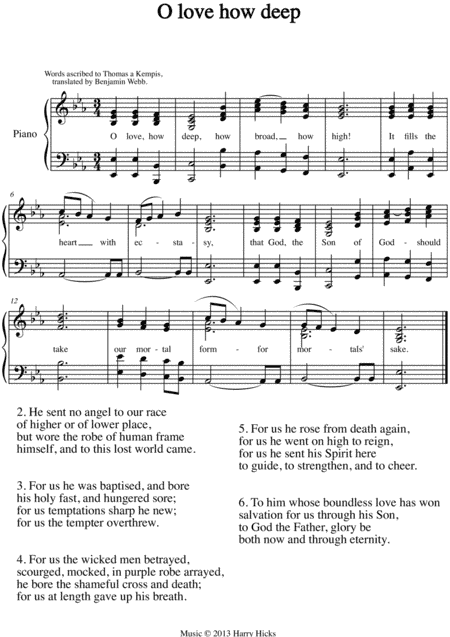 O love how deep. A new tune to a wonderful old hymn.