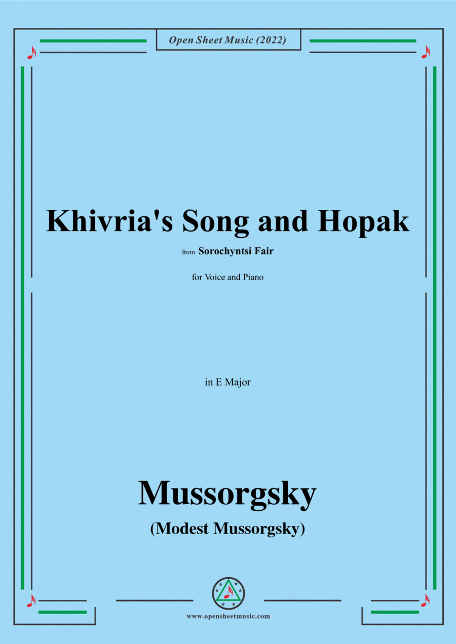 Mussorgsky-Khivria's Song and Hopak,from Sorochyntsi Fair,in C Major,for Voice and Piano (arr. Open Cloud)