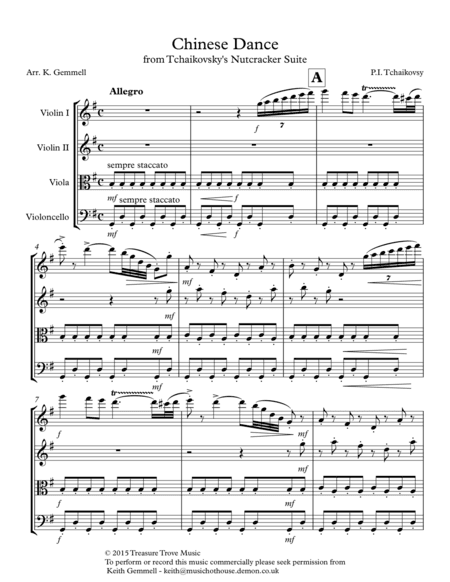 Nutcracker Suite - Chinese Dance: String Quartet (arr. Keith Gemmell)
