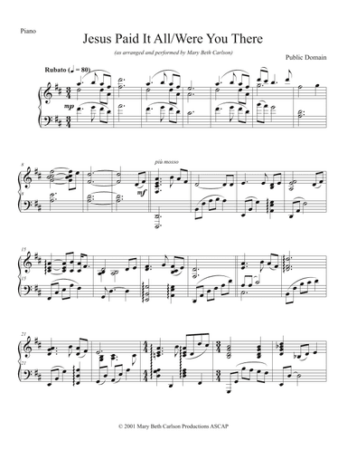 Jesus Paid It All / Were You There (arr. Mary Beth Carlson)