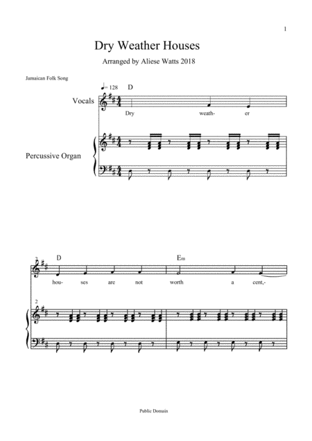 Dry Weather Houses (Reggae) (arr. Aliese Watts)
