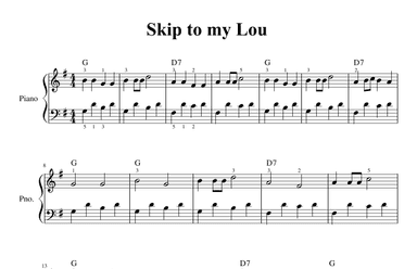 Skip To My Lou - piano sheet music (arr. Piano eTutor app)