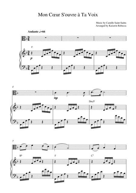 Mon Cœur S'ouvre à Ta Voix (arr. Kaiserin Rebecca)