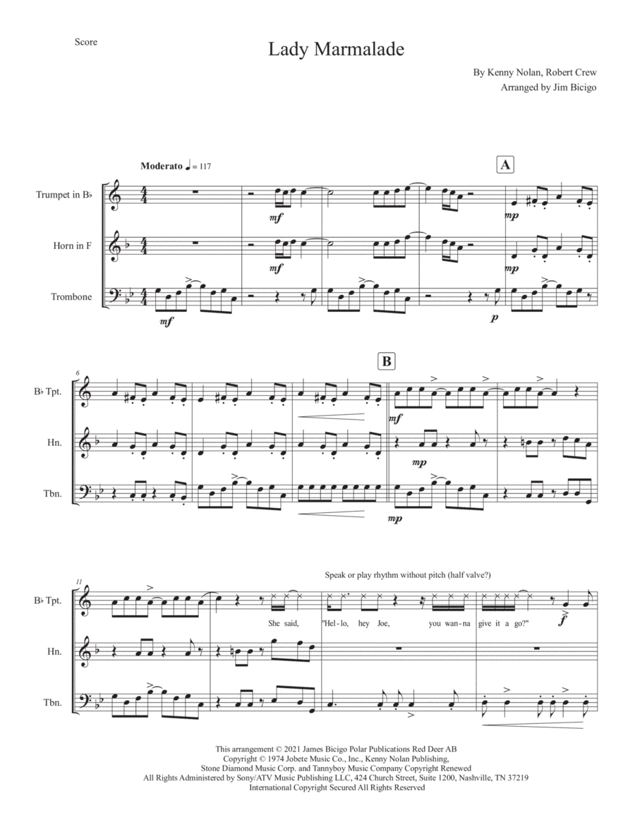 Lady Marmalade (arr. Jim Bicigo)