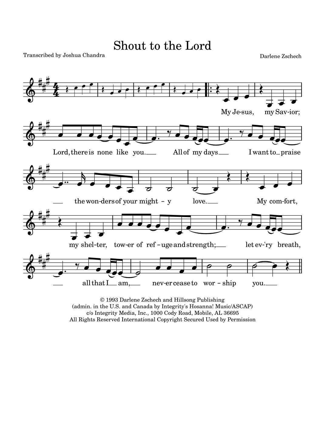 Shout To The Lord (arr. Joshua Chandra)