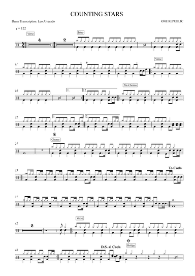 Counting Stars (arr. Drum Transcription: Leo Alvarado)