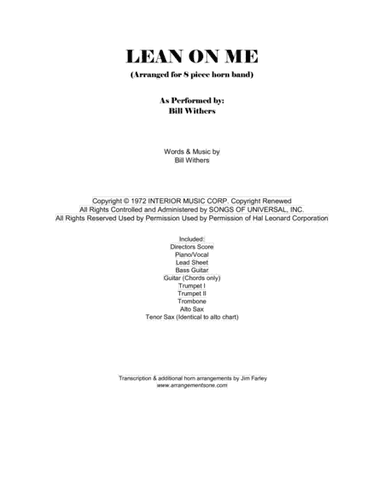 Lean On Me (arr. Jim Farley www.arrangementsone.com)