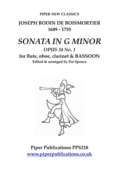 BOISMORTIER SONATA IN G MINOR OPUS 34 No. 1 for flute, oboe, clarinet & bassoon (arr. Pat Spence)